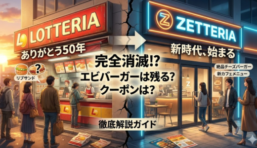 【悲報】ロッテリア完全消滅へ。ゼッテリアで「エビバーガー」は残る？メニューの違いとクーポンの行方を徹底解説