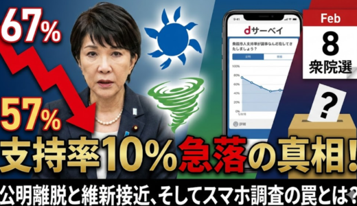 高市内閣支持率10%急落の「真の理由」とは？公明離脱の衝撃とdサーベイの数字のカラクリを徹底分析