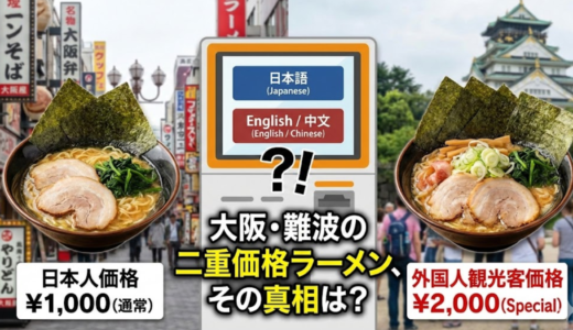 【特定】大阪・難波の二重価格ラーメン「我道家」はどこ？1000円と2000円のメニューの違いを画像で完全比較！