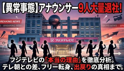 【異常事態】フジテレビアナウンサー9人退社の本当の理由！テレ朝との格差や社長が匂わす「出戻り」の真相