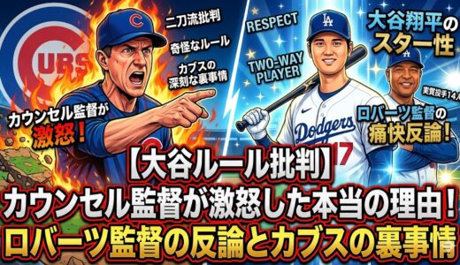 【大谷ルール批判】カウンセル監督が激怒した本当の理由！ロバーツ監督の反論とカブスの深刻な裏事情